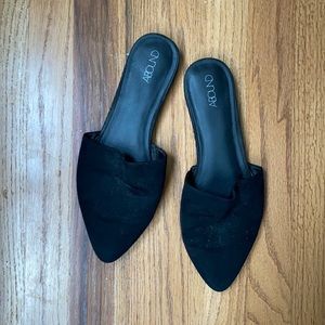 Black suade slides 7 and a half